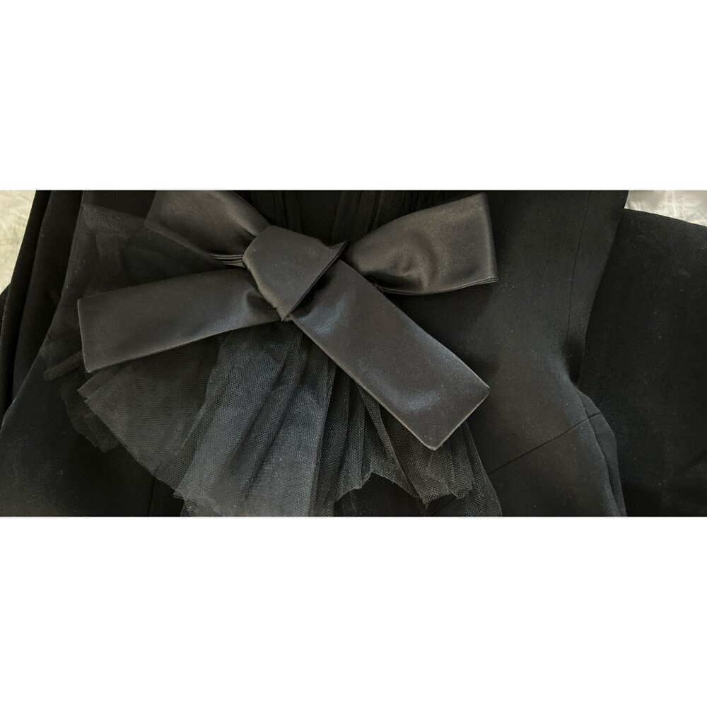 PAULE KA Evening Gown Elegant Black Sleeveless Dress V-Neck & Bow Detail - Picture 13 of 15
